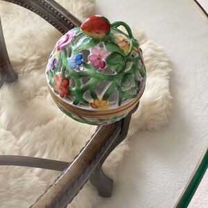 Herend Strawberry Open Work Bonbonniere